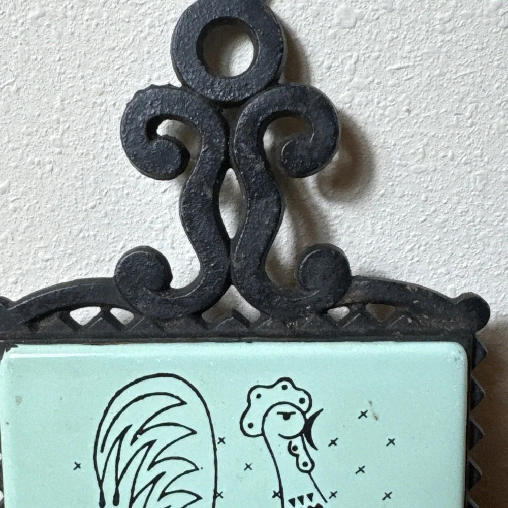 Vintage Frigidaire Pot Rooster Rooster Tile Trivet Wall Decor 9.5